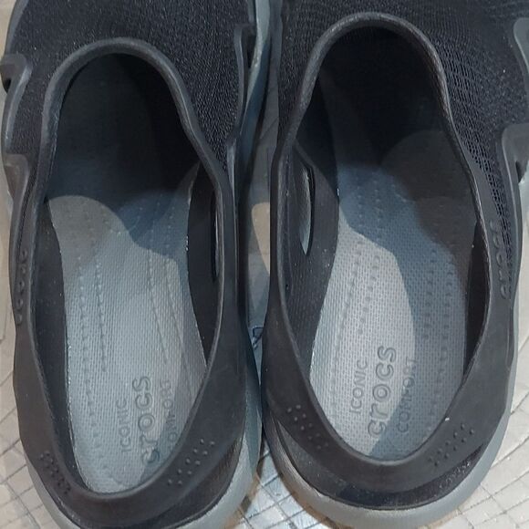 Crocs Swiftwater Sz 8 Mesh Wave Sandal Slate Gray Black Men’s Water Shoes - Picture 7 of 9